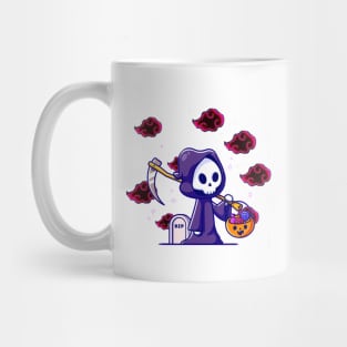 Midnight Stroll of the Grim Reaper: A Haunting Tale Mug